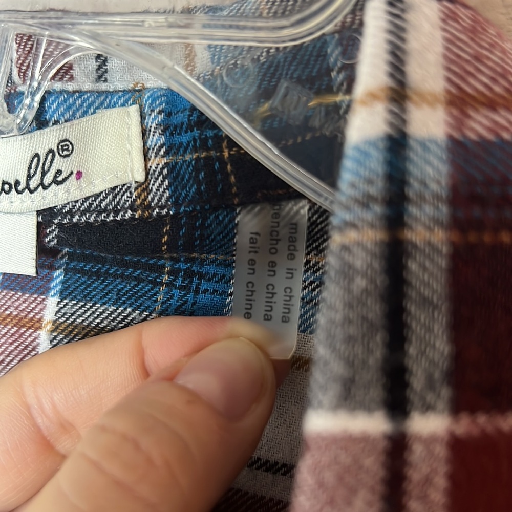Simply Noelle Plaid Button Down Tunic Shacket Pockets Roll Tab Sleeve Size S/M - Picture 12 of 14